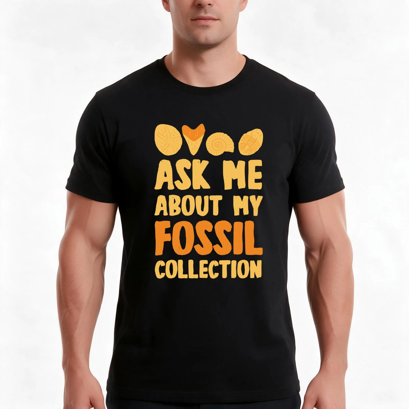 Ask me about my fossil collection gift for Fossil Hunters and Paleontologists T-Shirt Summer Casual Cotton Tee 100% Cotton