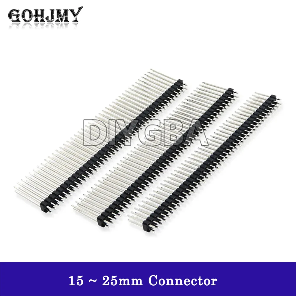 10PCS 1x40 2x40 Single Double Row Male Breakable Pin Header 40Pin Connector Strip For Arduino Black 2.54MM Length 15~25mm