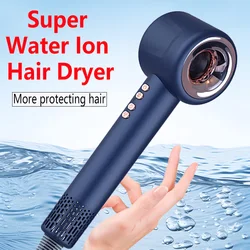 Secador de pelo iónico negativo superacuático profesional, potente salón de viento, 1600W, sin hojas