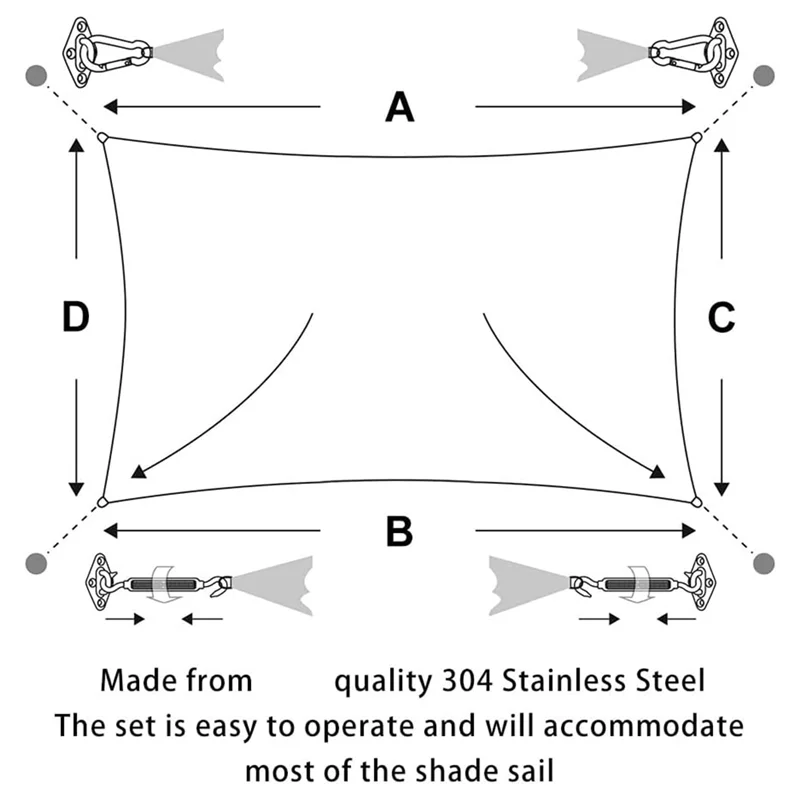 

【Flash Deal】200Pcs Shade Sail Fixing Kit, Sun Shade Hardware Kit 6 Inch For Triangle Rectangle Sun Shade Sail Installation