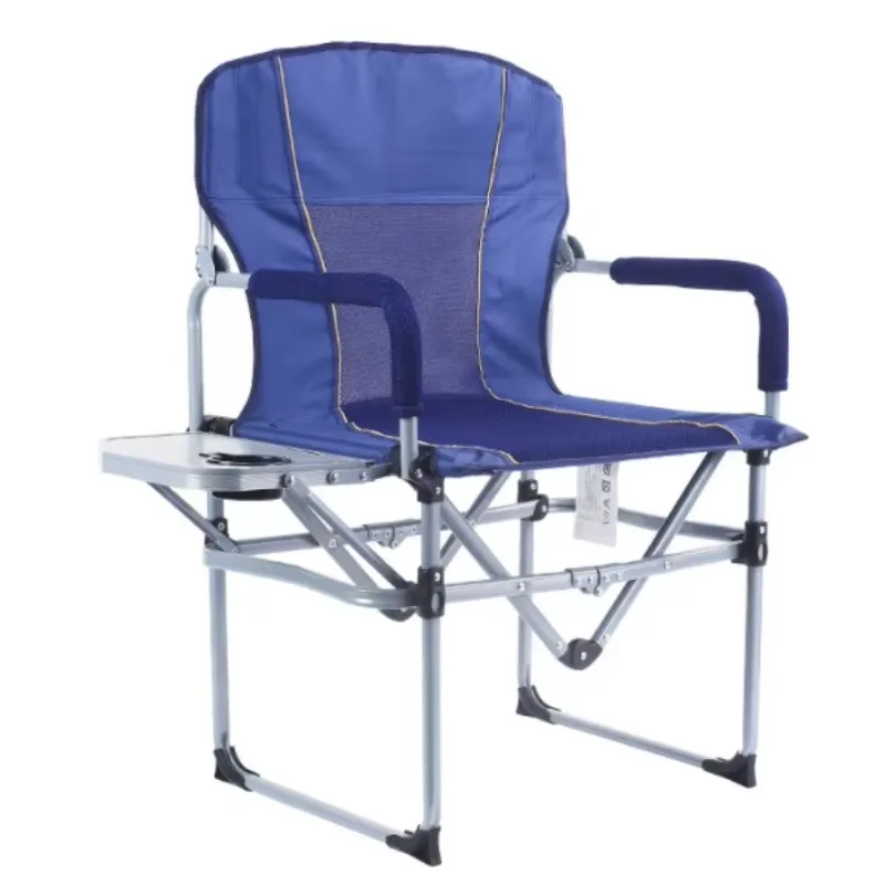 High quality custom outdoor leisure steel portable lawn chair guide chair folding camping chair with side table