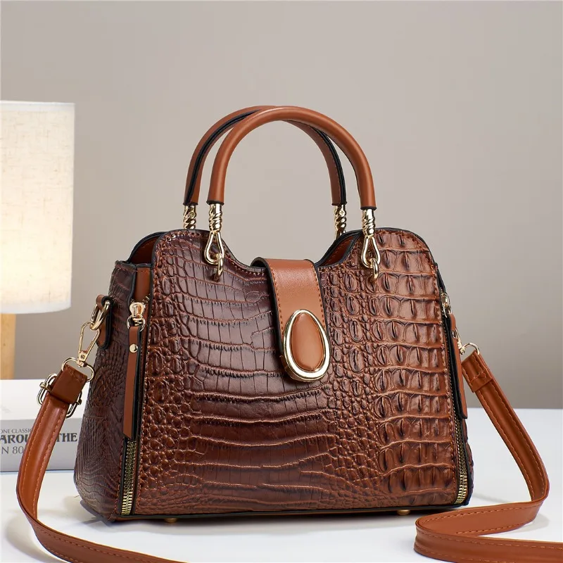 Luxury Designer High Quality Leather Women'S Handbag Crocodile Patterned Ladies Messenger Bags Classic Shoulder Bag Sac Femme