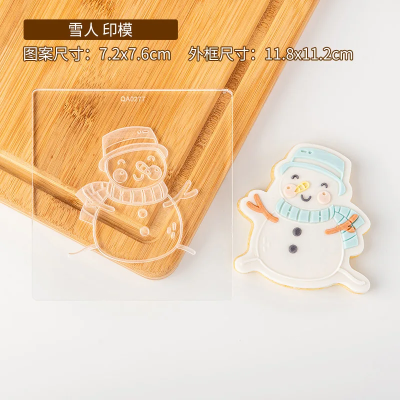 Christmas Deer Santa Claus Snowman Cake Cookie Press Stamp Embosser Cutter Acrylic Fondant Sugar Craft Cake Cake Decoration Tool