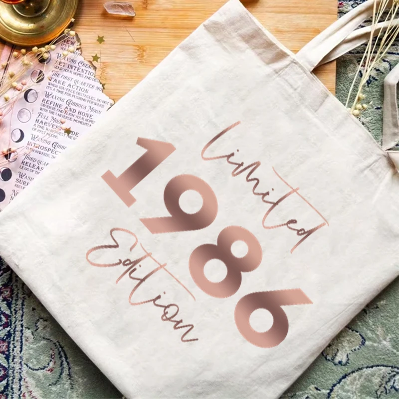 

Лимитированная серия, тематическая холщовая сумка-тоут 1986 года, женская винтажная сумка, подарки на 40-летие, модные сумки, серия 1980-1989 годов, сумка через плечо