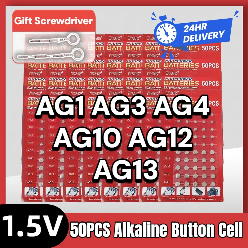

1.55V AG13 LR44 L AG1 AG3 AG4 AG10 AG12 SR44 A76 LR1154 GP7 Button Cell Batteries for Watch Toys Remote Control