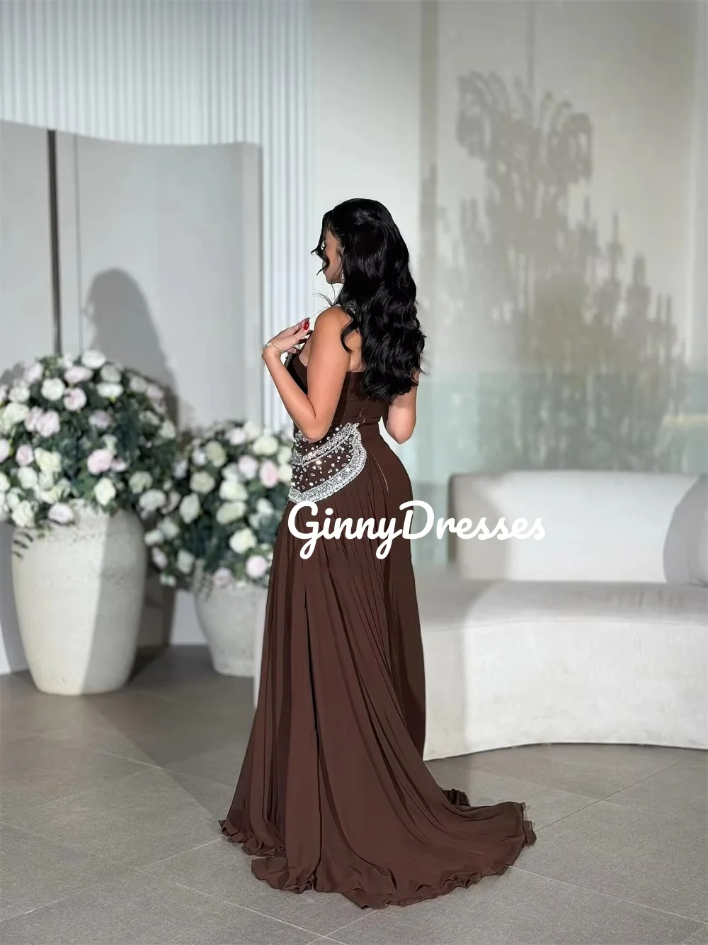 Vestidos de noite femininos personalizar plissado a linha decote colher vestidos de ocasião formal até o chão com zíper até vestidos sem mangas