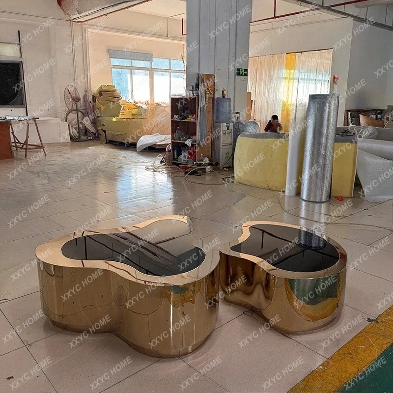 

Luxury Sense Irregular Special-shaped Wavy Pattern Personalized Coffee Table Combination Design Sense Creative Art Styl