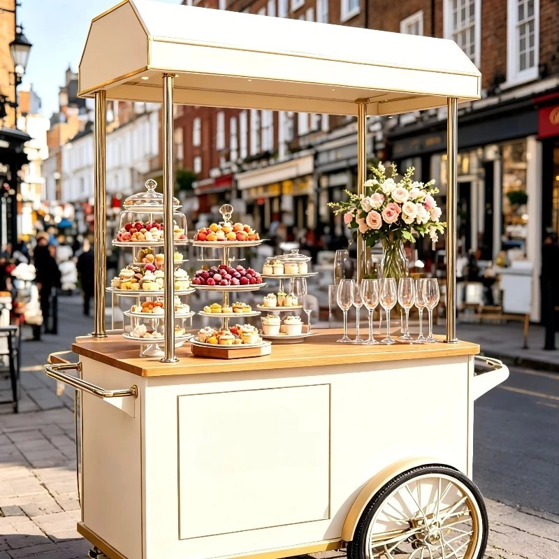 Portable metal food truck mobile coffee ice cream truck, candy snack rust-proof retro classic style