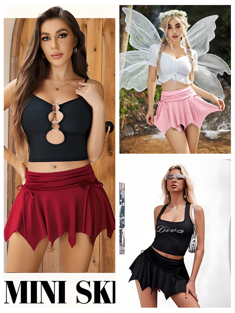 Europe and the United States new high-waist pleated half skirt Spice girl bag buttock senior feeling female short skirt