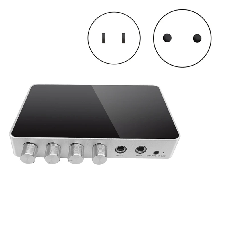 

KM200 4K Mini HD Karaoke Sound Mixer Karaoke Dual Mixer Microphone Input Volume Adjustment For Stage KTV Room-EU Plug