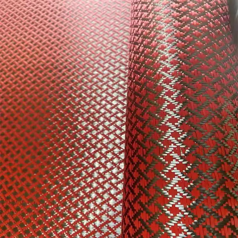 

3k 240 г красный X-образный узор из кевлара и смешанного углеродного волокна ткань из углеродного волокна DIY жаккардовый узор автомобильные детали