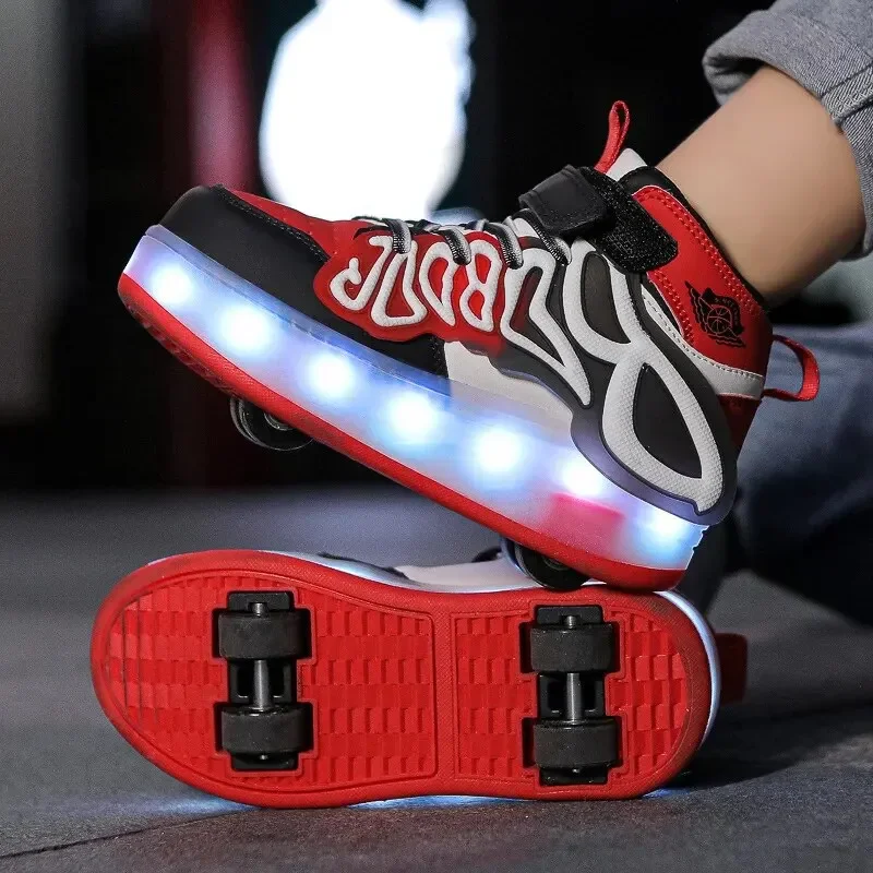 4-wheel Flashing Roller Skate Shoes Student Misbehavior Shoes Detachable Boys Girls Children Skate