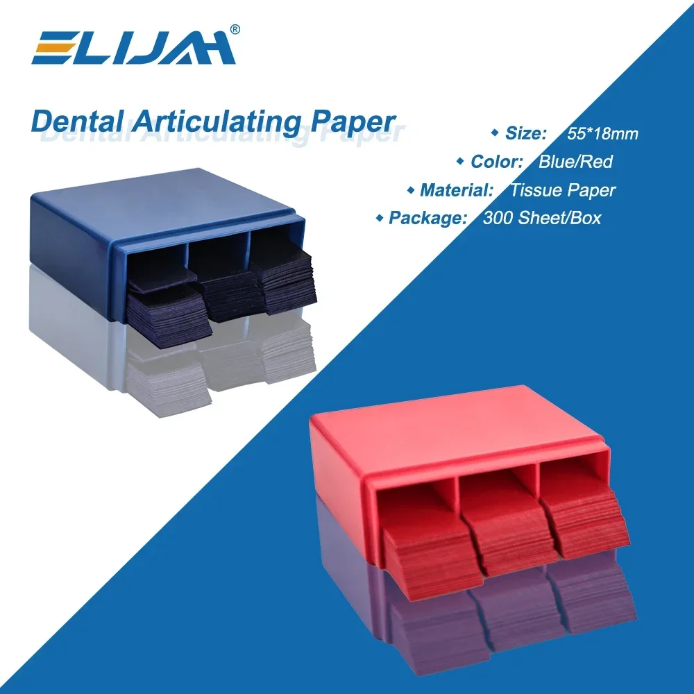 

ELIJAH 300 Sheets Dental Articulating Paper 55*18mm Blue Red Double-sided Bite Strips Oral Dentist Teeth Care Whitening Material