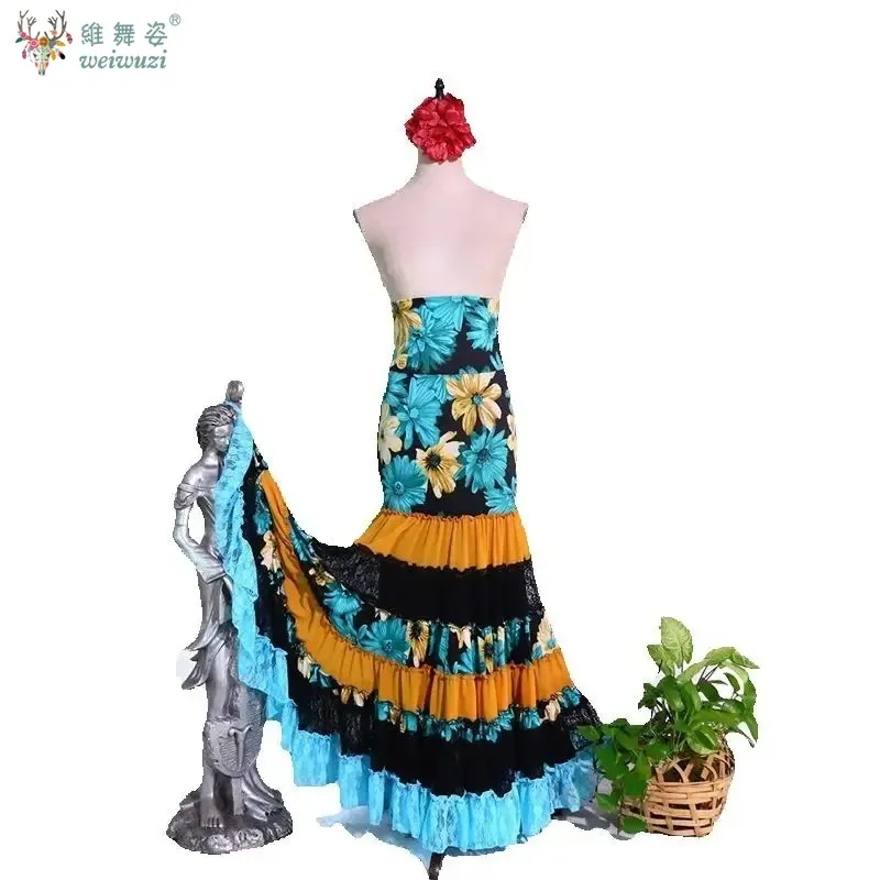 Jupe de danse Flamenco personnalisée, taille haute, élastique, amincissante, multicouche, gâteau, Tango Hip Quickstep, jupe de Performance