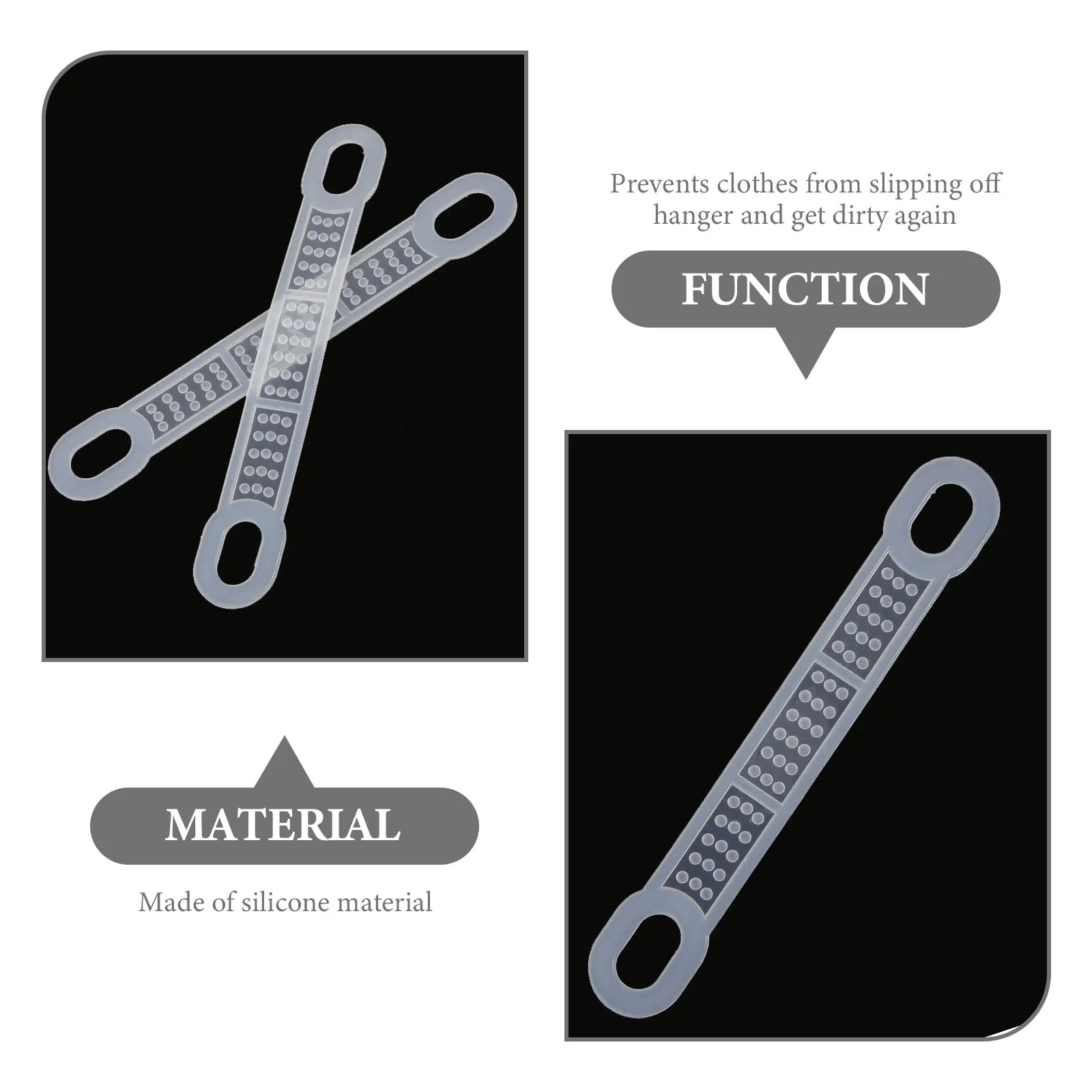 

50pcs Anti Slip Hanger Grips Clothes Clips Silicone Strips Clear Transparent Reusable Home Hotel Shop Use