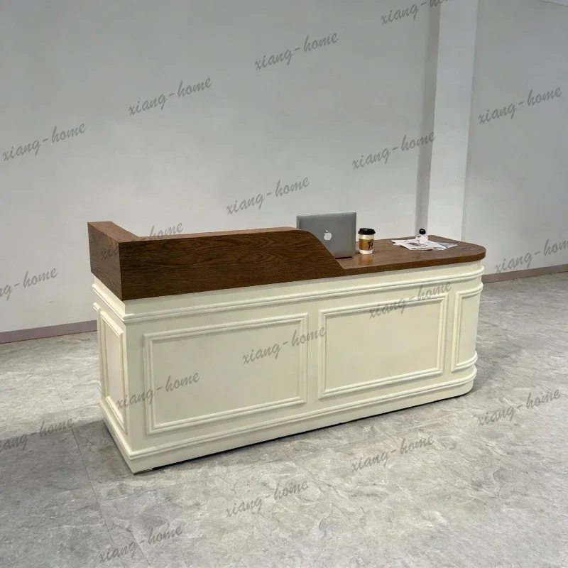 LSBaking paint Front Desk Reception Desk Modern Cream Style Elegant design Computer desk office table empfangs theke furniture