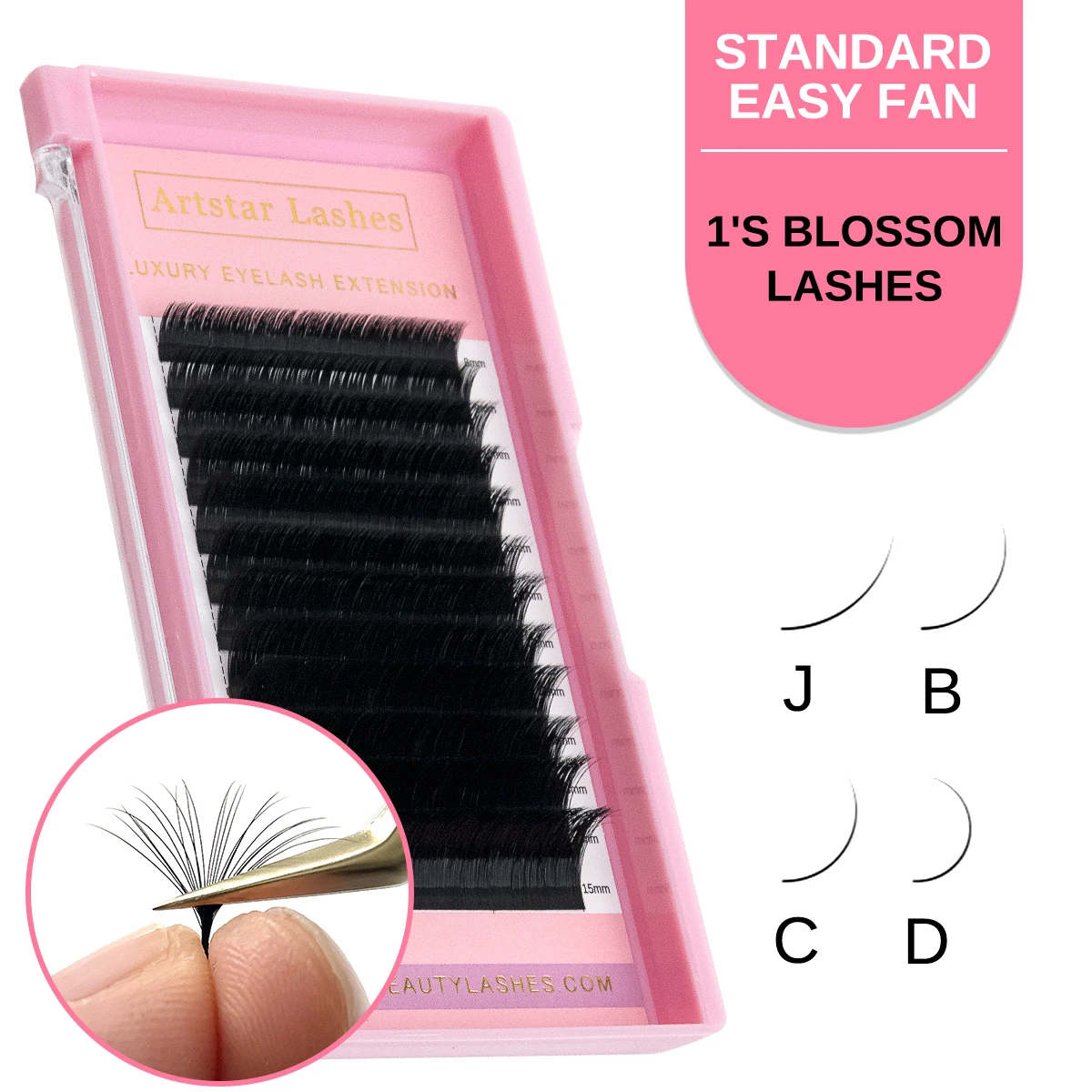ARTSTAR Easy Fan Lash Extensions J B C D Curl Fast Fan Eyelash Extensions 8-16mm High Quality Lashes