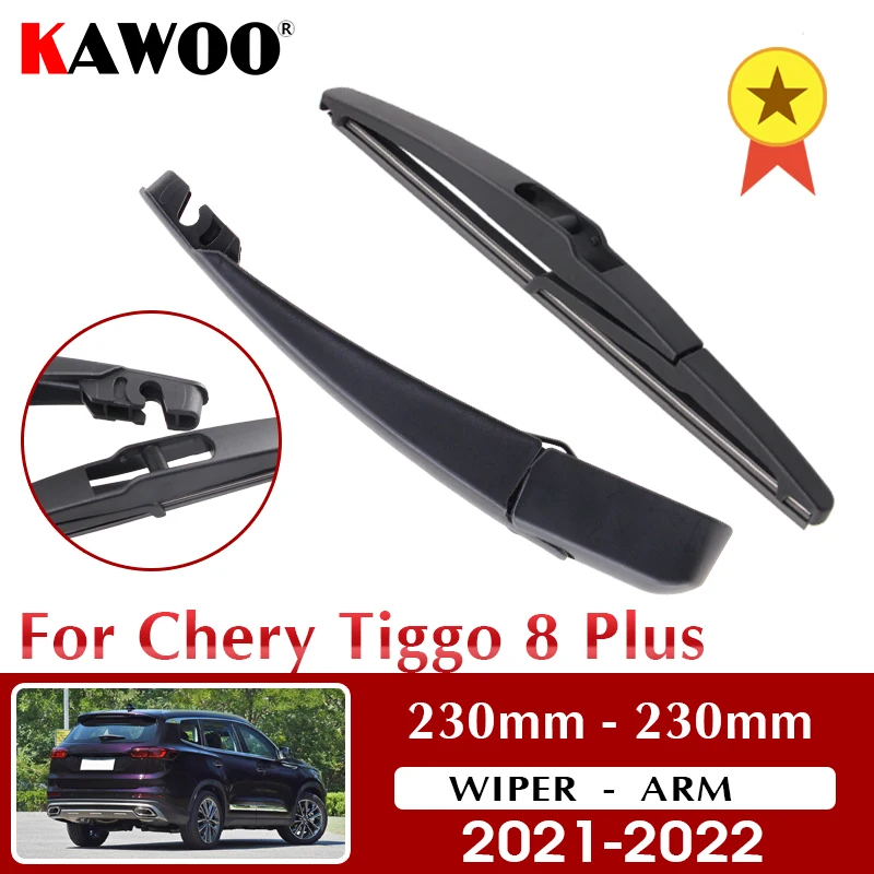 KAWOO-escobillas de limpiaparabrisas trasero de coche, limpiaparabrisas de ventana trasera, brazo para Chery Tiggo 8 Plus 2021 2022 230mm