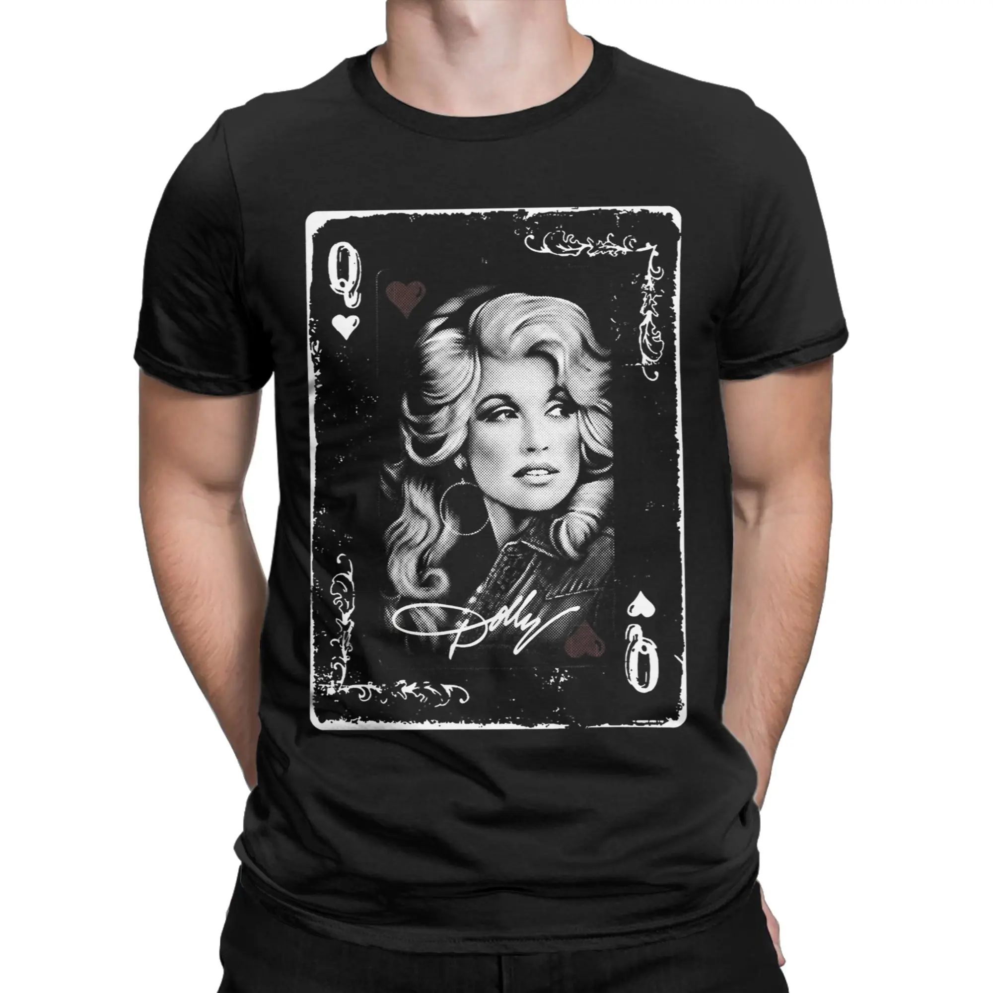 Dolly Parton T Shirt Men Pure Cotton Vintage T-Shirts Round Collar  Tee Shirt Short Sleeve Tops Plus Size