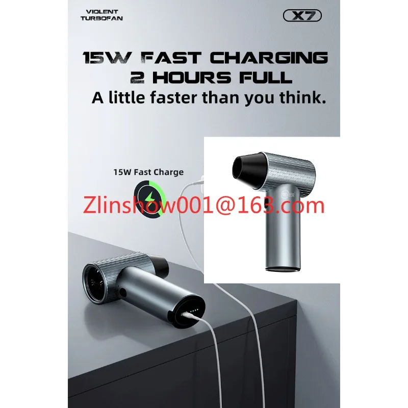English version X7 violent fan turbo outdoor handheld metal fan brushless high-speed supercharged hair dryer