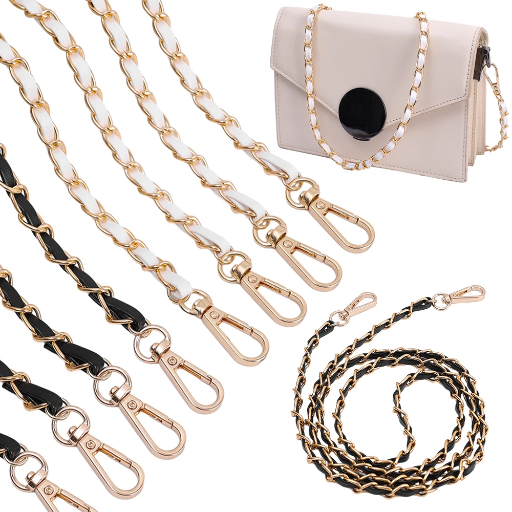 120cm PU Leather Metal Chain Shoulder Bag Strap for Women Fashion Replacement Bag Crossbody Bag Lady Leather Strap for Handbag