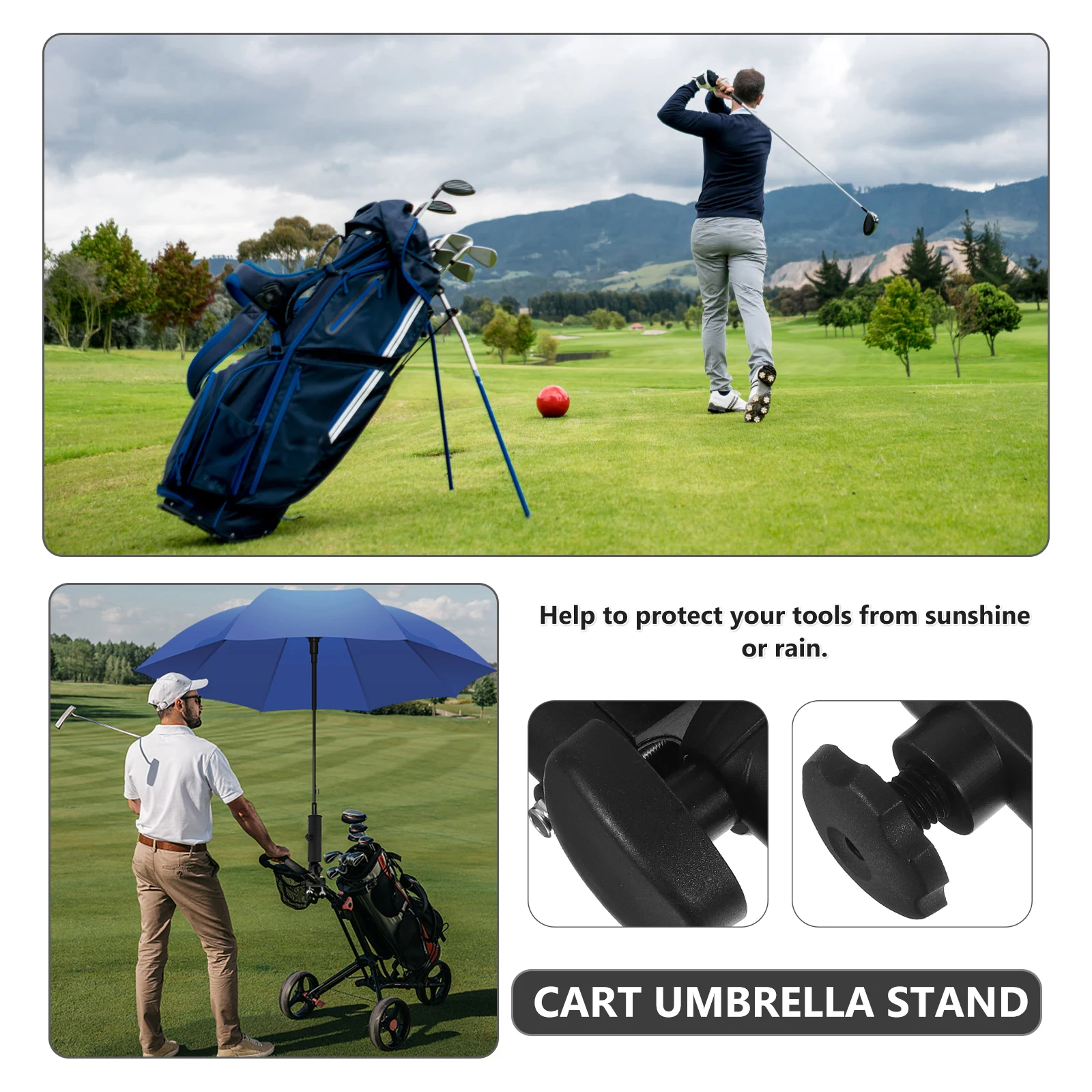 

Rain Umbrella Holder For Cart Trolley Bike Stroller Wheelchair Round Handle Durable Adjustable Stand Outdoor Umbrella