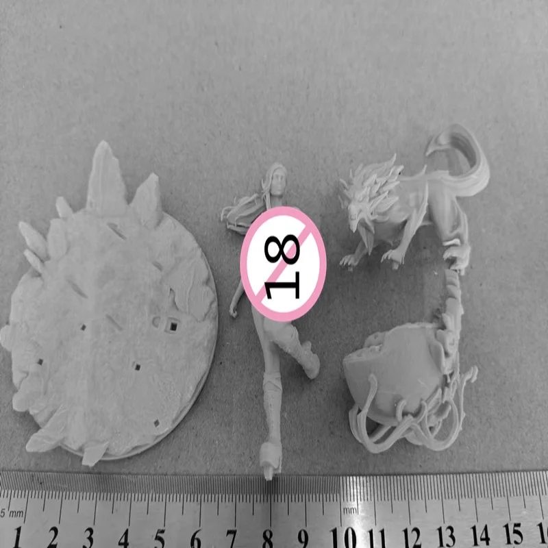 Figura de resina a escala 1/24, trineo de niña y Lobo Nsfw, Kit de modelo de ensamblaje DIY, juguete de escultura sin montar y sin pintar