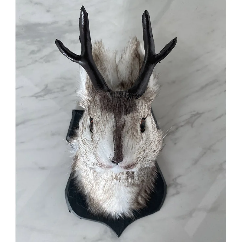 

Wall Mounted Resin Rabbit Fake Head Imination Rabbit Hair Deer Head Wall Decor Taxidermy Jackalope Ornaments For Home Wall Decor