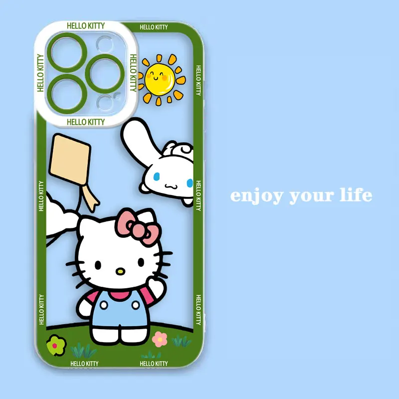 Cartoon Kawaii Hello Kitty Angel Eyes Clear Phone Case For OPPO RENO 11 11F 10 8 8Z 8T 7 7Z 6 6Z 5G 5 5F 4 2 FIND X3 Case Shell