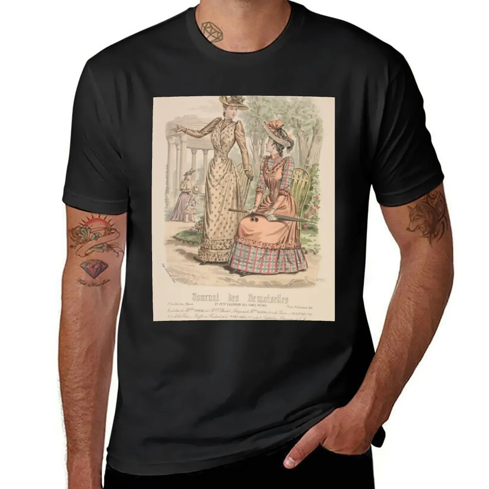 Coutryside French Fashion Plate from a 1890 Victorian Paris Fashion Journal T-Shirt boys animal print men t shirts