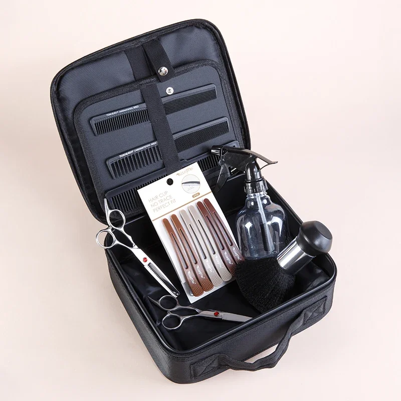 15 قطعة مجموعة أدوات الحلاق المهنية صالون الحلاق التفاف قص الشعر حقيبة التخزين مقص مشبك شعر زجاجة رذاذ مشط قص الشعر