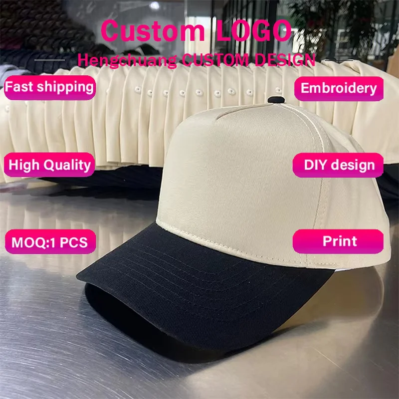 Hengchuang Custom Logo Baseball Caps for Men and Women Logo Embroidery Print Fashion Splicing Cotton Hat Adult Sun Hat Wholesale