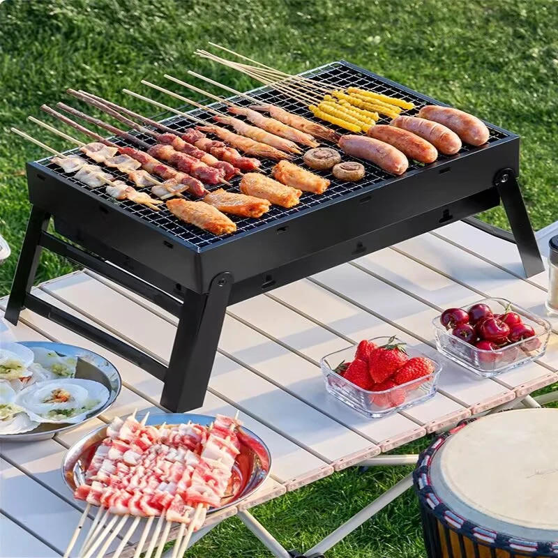

Outdoors Charcoal Grill Stainless Steel Portable Camping Grill BBQ Adjusable Ventilation Camping, Picnicking, Park, Beach Family