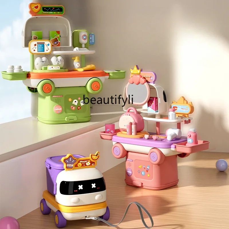 

Small kitchen baby cooking toys simulation storage car kitchen set girl birthday gift