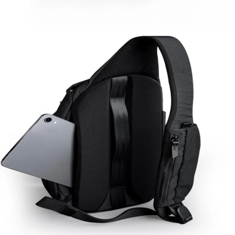 Fashion Simple Crossbody Bag Casual with Water Bottle Pocket Sling Backpack Solid Color Chest Bag Outdoor Sport