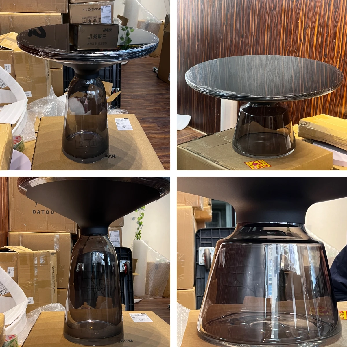 European Retro Luxury Glass Tea Table Living Room Sofa Combination Side Table Coffee Table Balcony Side Tables Tempered Glass