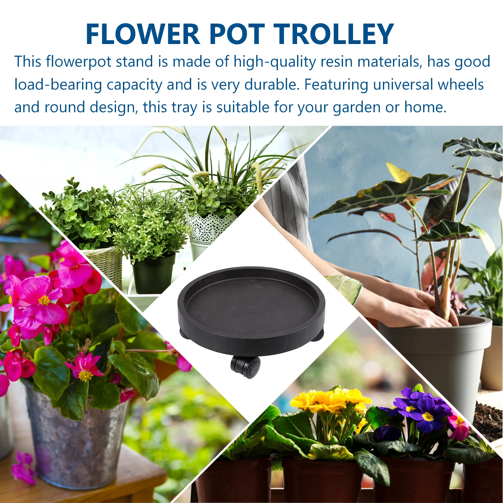 

Heavy Duty Flower Pot Stand Rolling Plant Caddy Sturdy Wheeled Planter Tray Easy Casters Floor Safe