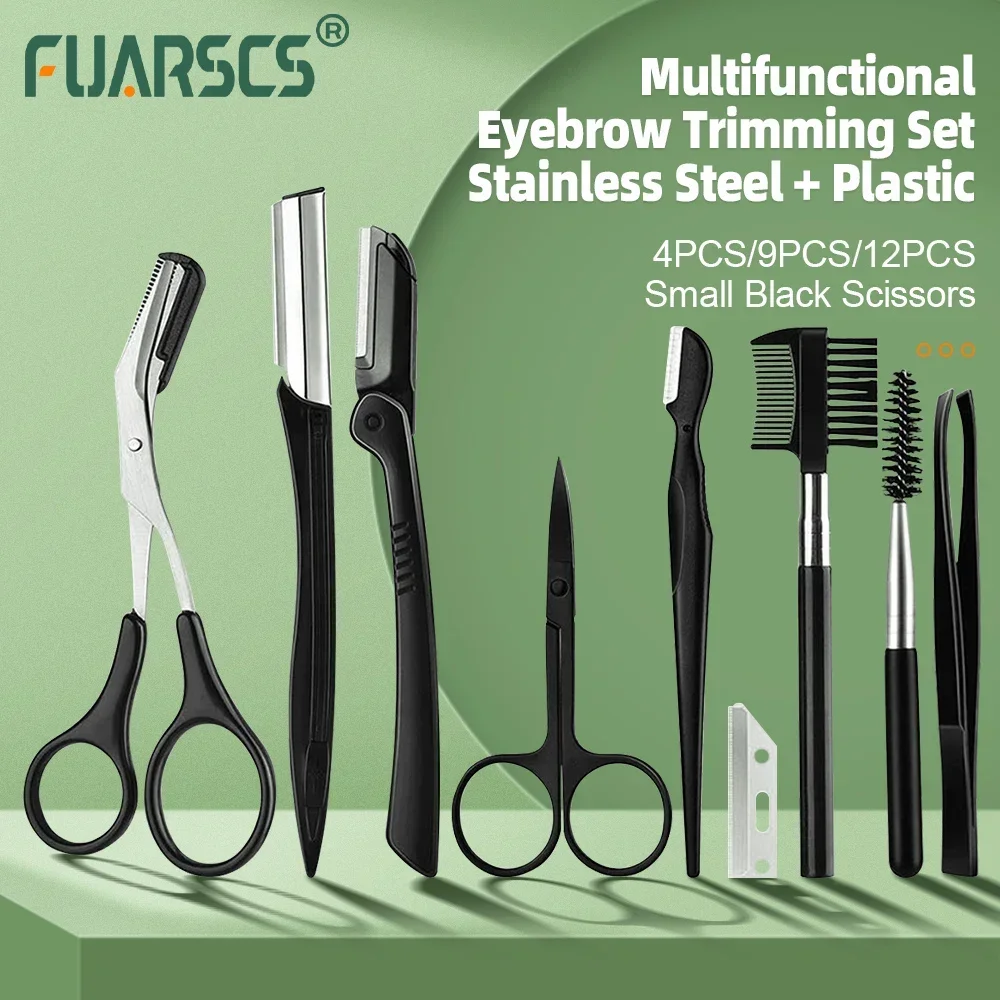 Set di rifinitori per sopracciglia coltello da taglio accessori per il trucco da donna Trimmer professionale lame in acciaio inossidabile forbici strumento per il trucco