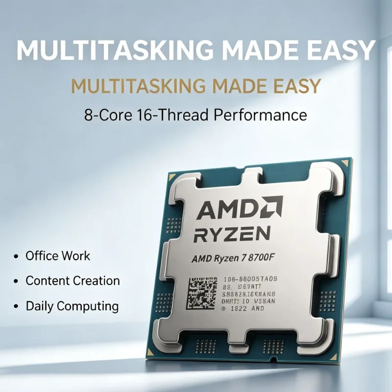 Ryzen 7 8700F 65W TDP 4.1GHz 8‑Core 16‑Thread 16MB L3 Socket AM5 4NM DDR5 CPU Without Cooler No On‑Chip Graphics