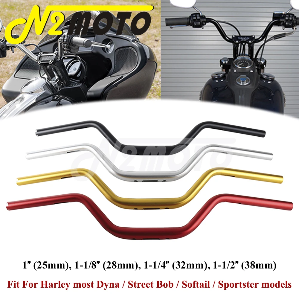 

Club Style Motorcycle 25mm 28mm 32mm 38mm Handlebar For Harley Sportster Dyna Softail Street Bob 3" Pull Back Tapered Drag Bars