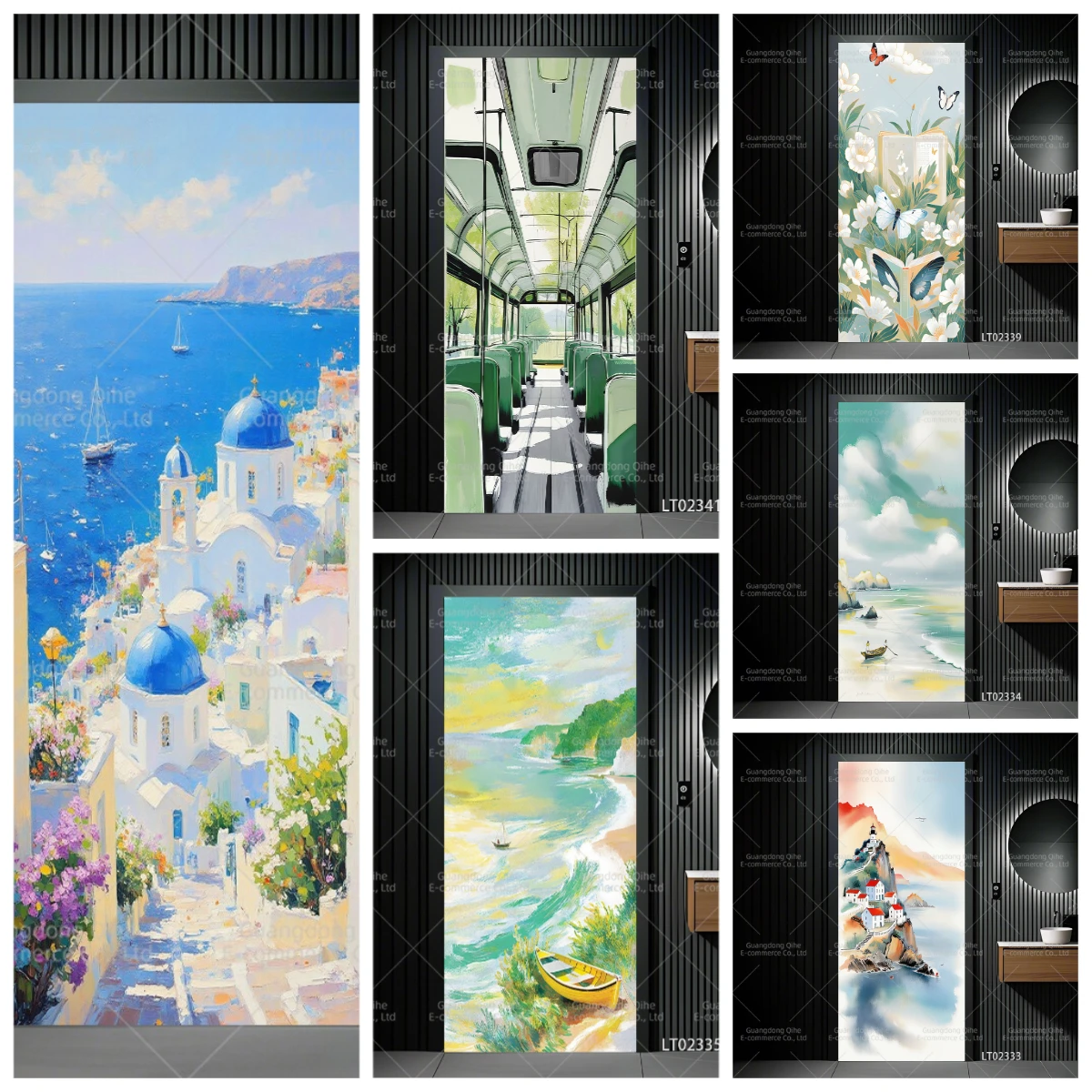 

Vintage Paris Wall Stickers - Oil Painting Eiffel Tower with Roses, Self-Adhesive Romantic Home Decor Door Wallpaper