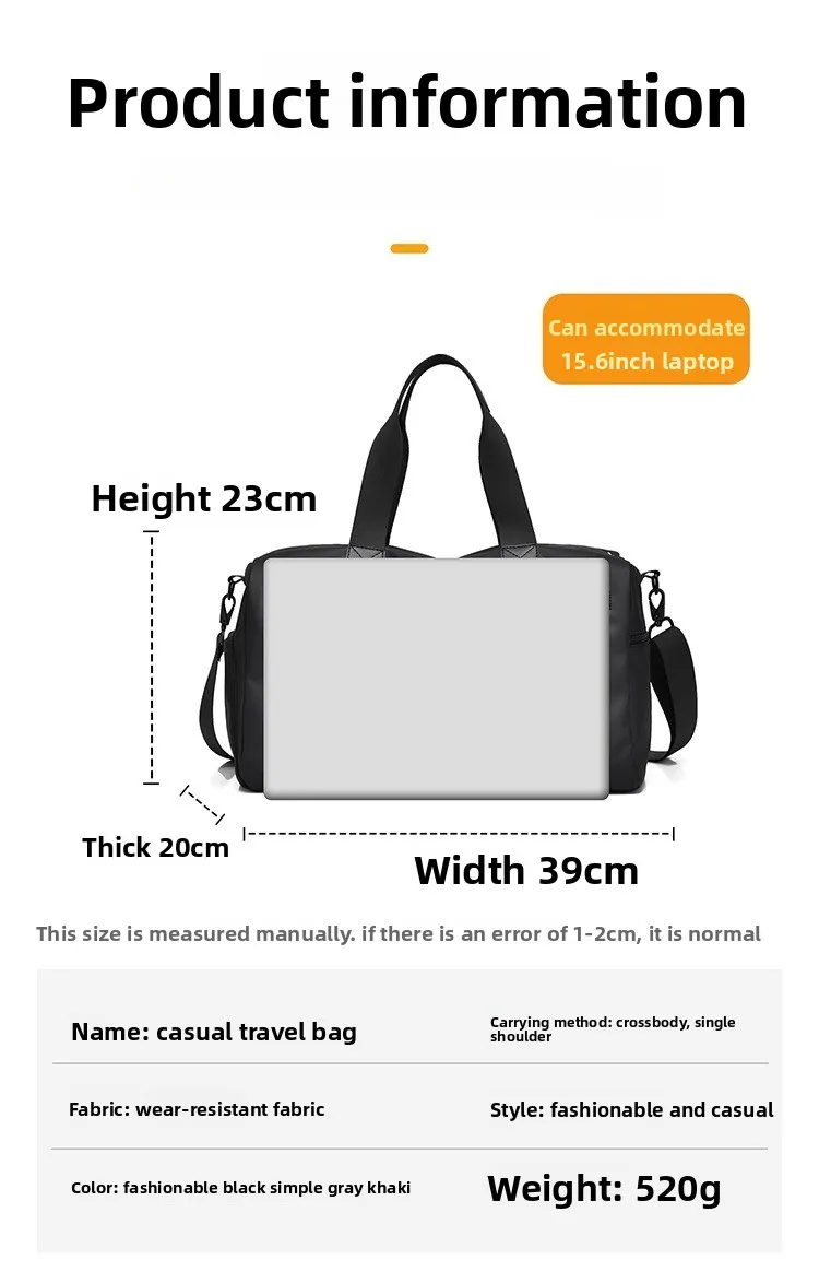 New Fitness Bag, Large-capacity Storage Bag, Sporty and Casual Independent Shoe Compartment, Dry and Wet Separation Handbag Bags