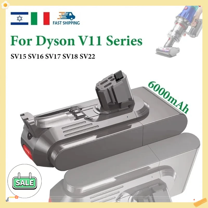 4800‑12800mAh For V11 Absolute SV15 lithium‑ion battery, ideal for extended runtime of Dyson cordless vacuum cleaner.