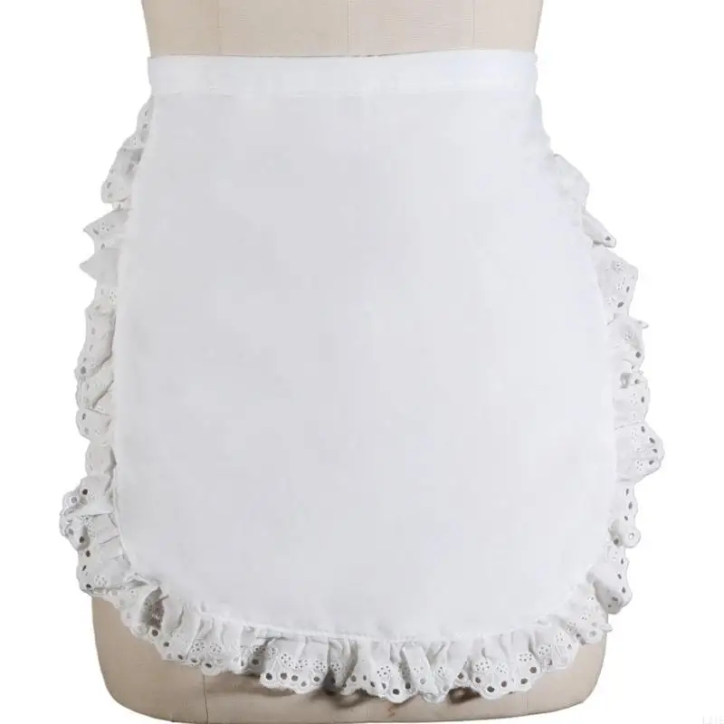 

L21E Maid Cosplay Apron Girls Cosplay Waist Apron Half Apron Ruffled Waist Apron