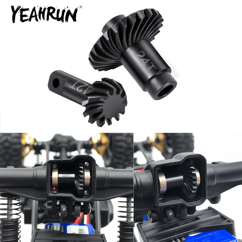 YEAHRUN 40CR Steel 12T&24T Helical Diff Axle Gear Set for TRX-4M Bronco Defender K10 1/18 RC Crawler Car Model Upgrade Parts