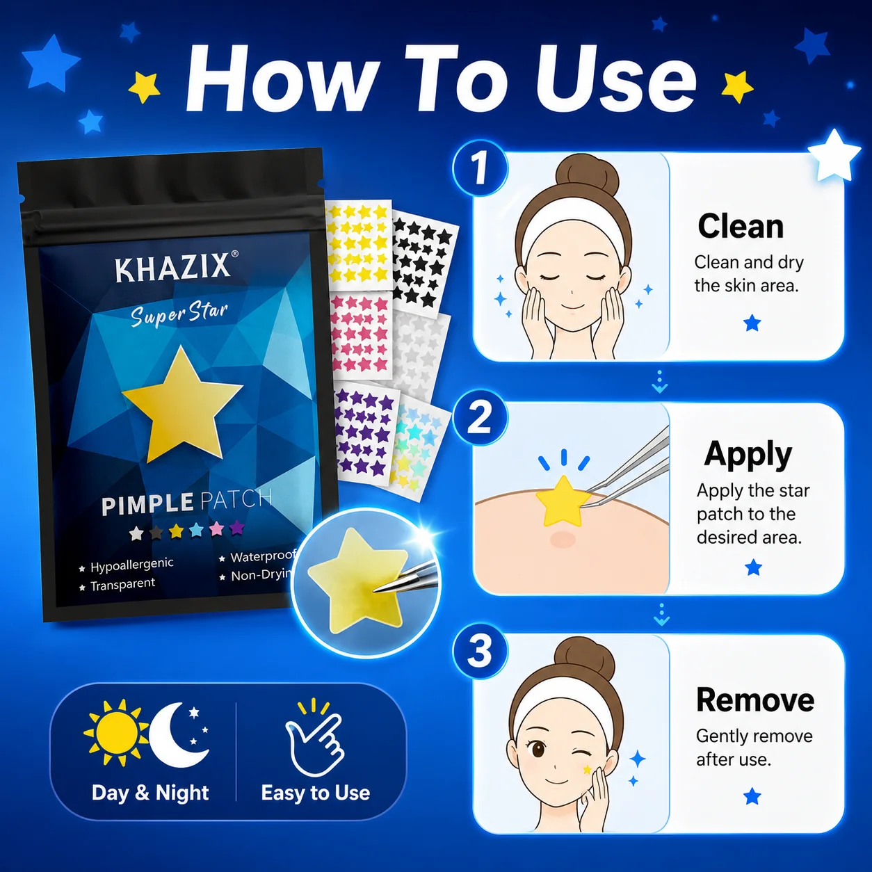 240PCS Star Pimple Patches For Face Hydrocolloid, Absorbing Cover, Tea Tree, Hydrocolloid Acne Patch, Cute Star Pimple Patch