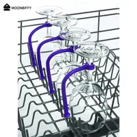 4Pcs Adjust Flexibly Silicone Wine Glass Dishwasher Goblet Purple Holder Safer Stemware Saver Red Wine Glass Fixing Bracket