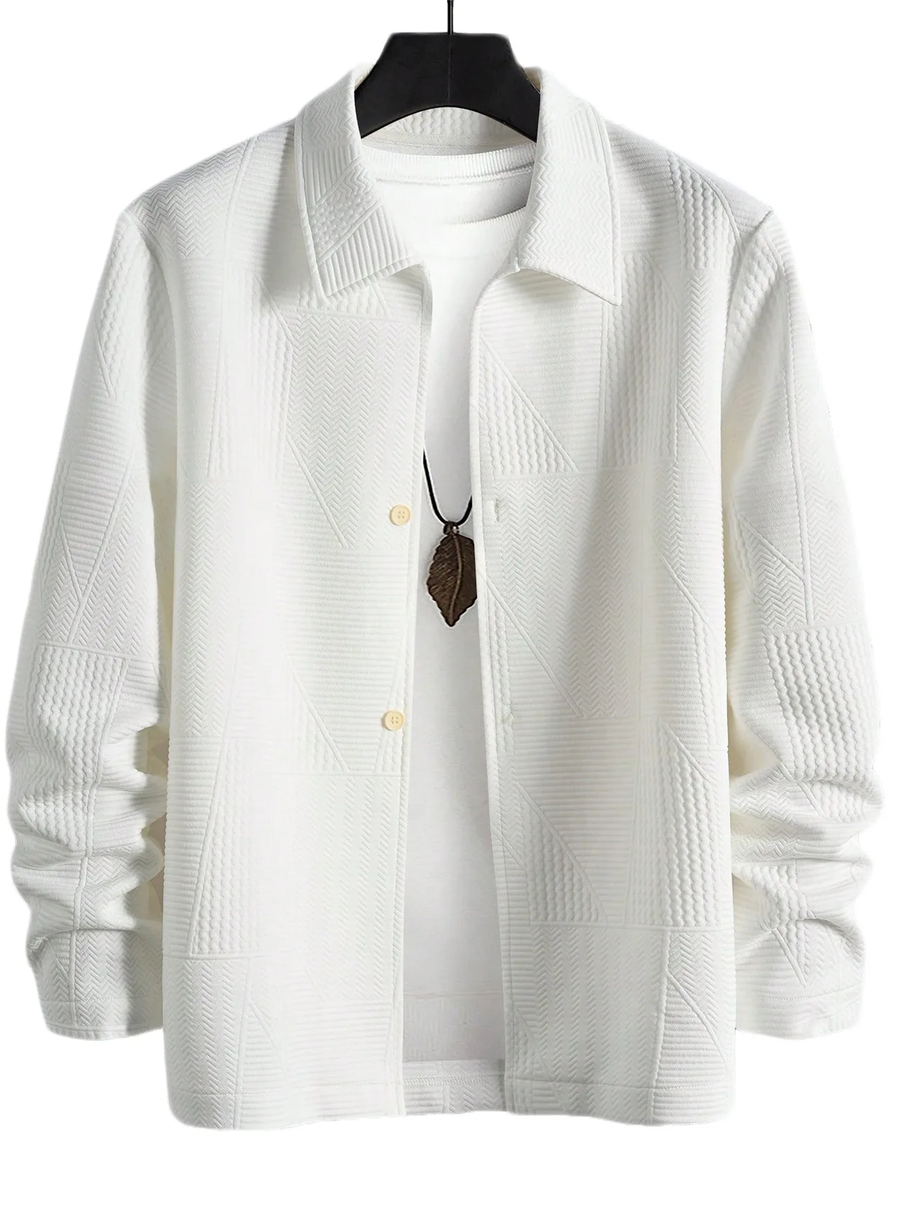 

New Solid Color Spliced Jacquard Jacket Single Breasted Lapel Coat Simple Casual Outerwear For Teenagers Daily Streetwear
