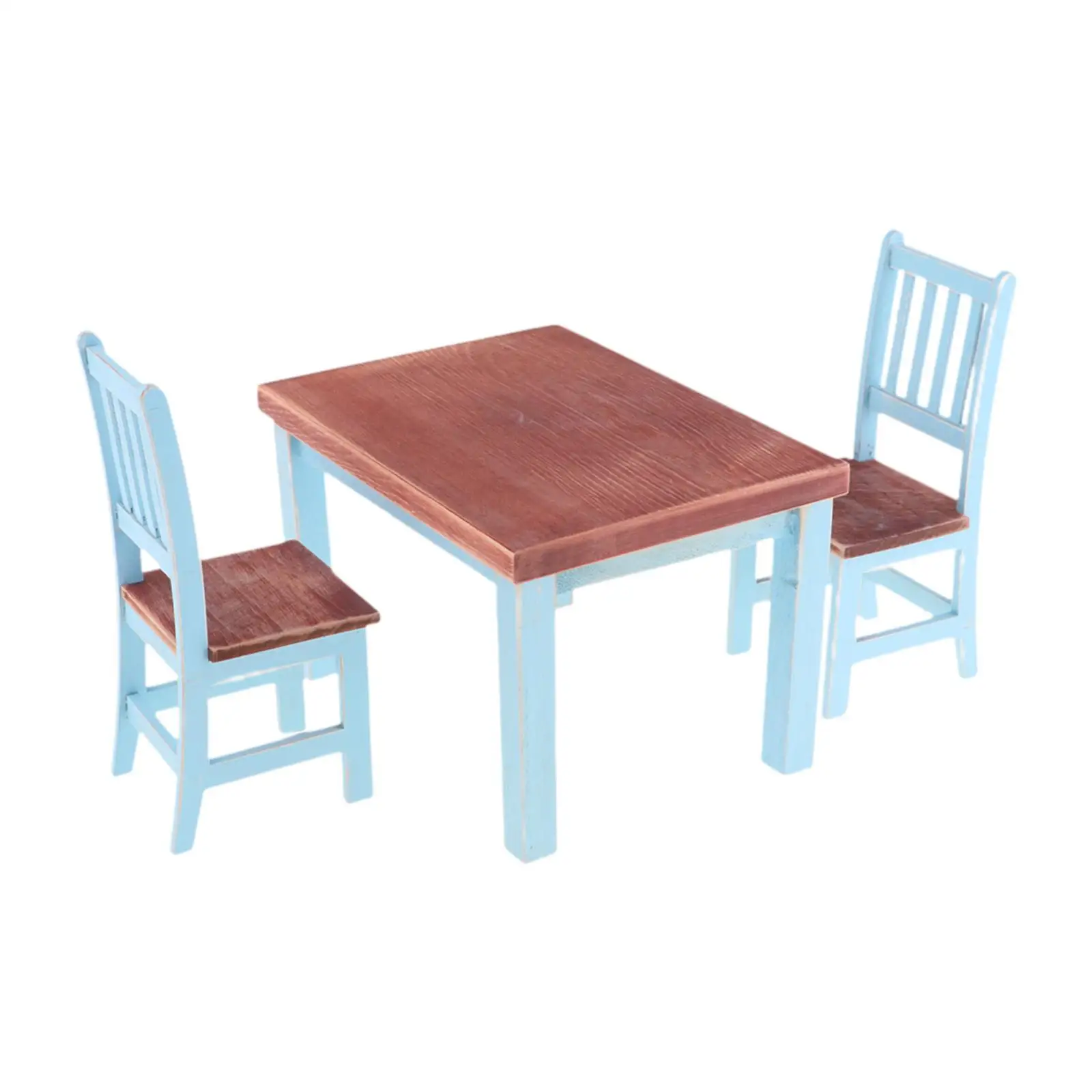 1/12 دمية غرفة الطعام مجموعة الاطفال التظاهر اللعب المشهد الصغير نموذج دمية الجدول وكرسي مجموعة للزينة #3