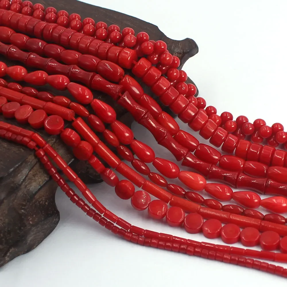 Natural Red Coral Beads Irregular Shape Loose Beads Isolation Beads for Jewelry Making DIY for Bracelet Necklace Accessories